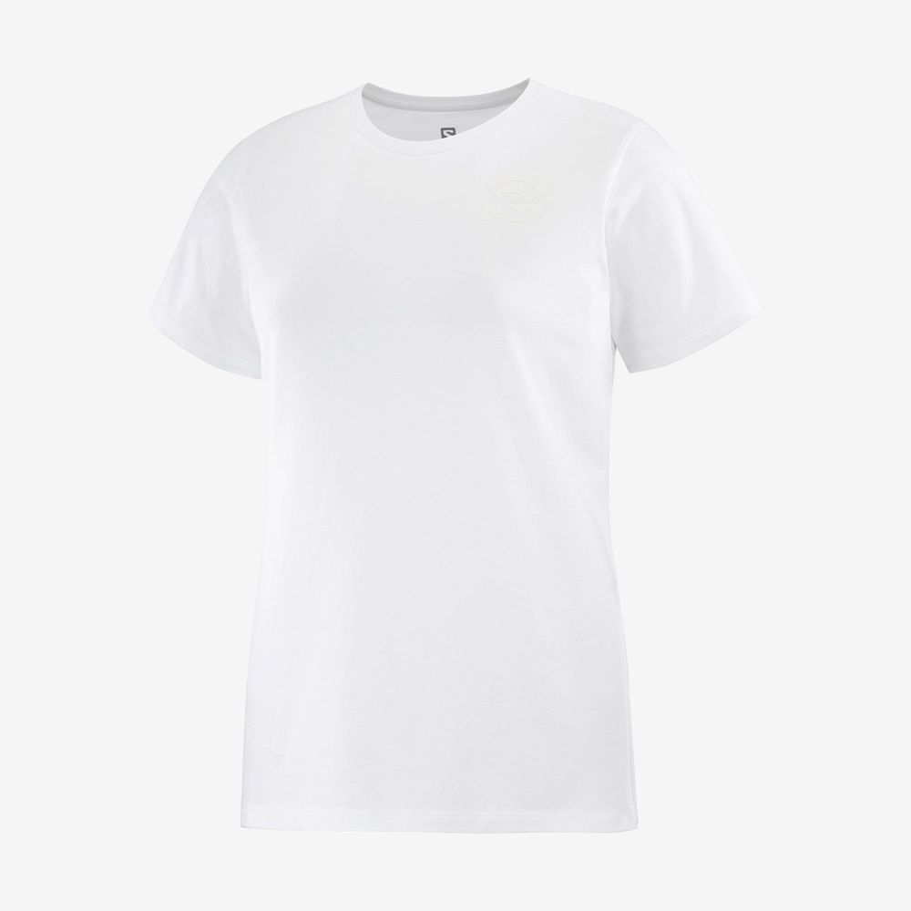 T-Shirts Salomon Femme Blanche - Salomon OUTLIFE SMALL LOGO SS W - France (3120-YHRNG)